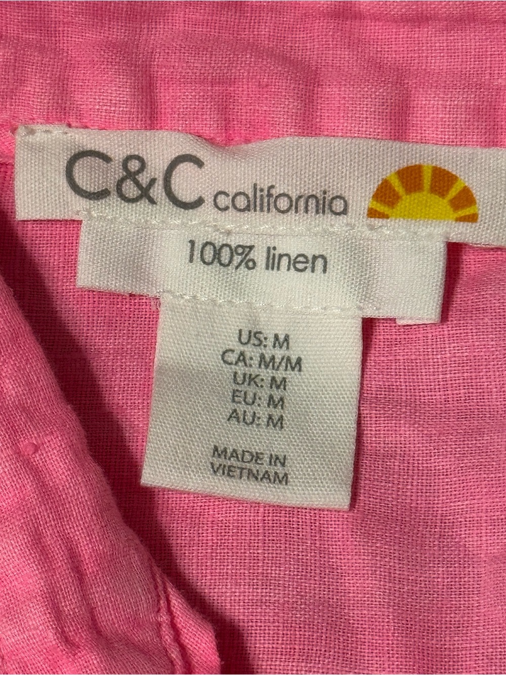 Coastal Sleeveless linen Button Down neon pink Cottagecore euro summer - Picture 2 of 7